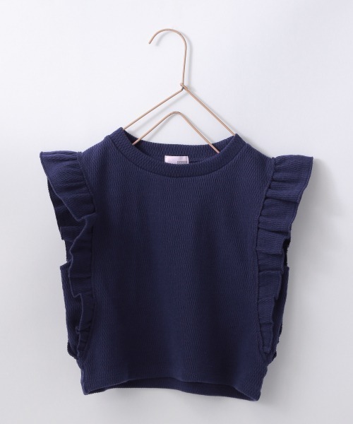 LOWRYS FARM（ローリーズファーム）の「ソデフリルＳＳ　947067（Tシャツ/カットソー・キッズ・ブラック/アイボリー/ブルー/ダークブラウン・130cm/120cm/150cm/140cm/110cm）」の4枚目の写真