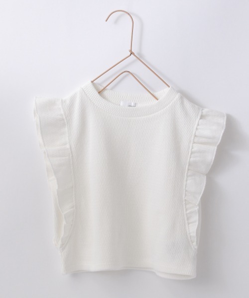 LOWRYS FARM（ローリーズファーム）の「ソデフリルＳＳ　947067（Tシャツ/カットソー・キッズ・ブラック/アイボリー/ブルー/ダークブラウン・130cm/120cm/150cm/140cm/110cm）」の2枚目の写真