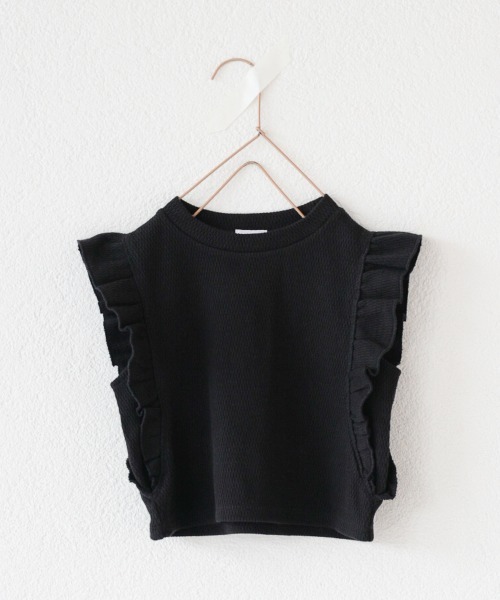 LOWRYS FARM（ローリーズファーム）の「ソデフリルＳＳ　947067（Tシャツ/カットソー・キッズ・ブラック/アイボリー/ブルー/ダークブラウン・130cm/120cm/150cm/140cm/110cm）」の3枚目の写真