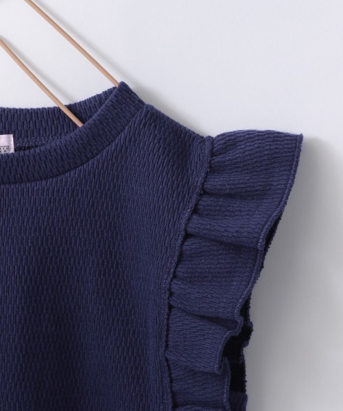 LOWRYS FARM（ローリーズファーム）の「ソデフリルＳＳ　947067（Tシャツ/カットソー・キッズ・ブラック/アイボリー/ブルー/ダークブラウン・130cm/120cm/150cm/140cm/110cm）」の7枚目の写真