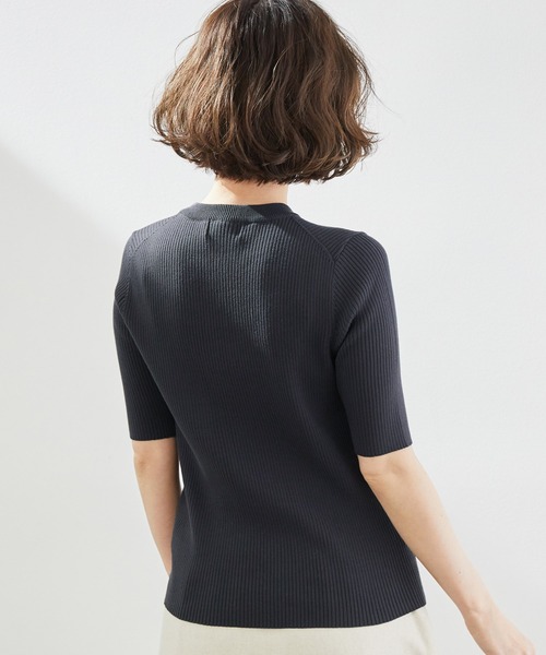 ROPE' PICNIC（ロペピクニック）の「【ORGANIC COTTON】リブ編み半袖プルオーバー（ニット/セーター・レディース・スミクロ/ベージュ系その他/ブルー系その他4/マスタード・38）」の7枚目の写真