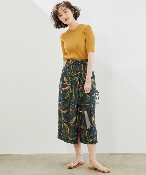 ROPE' PICNIC（ロペピクニック）の「【ORGANIC COTTON】リブ編み半袖プルオーバー（ニット/セーター・レディース・スミクロ/ベージュ系その他/ブルー系その他4/マスタード・38）」の8枚目の写真