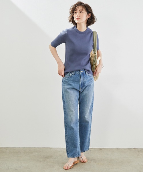 ROPE' PICNIC（ロペピクニック）の「【ORGANIC COTTON】リブ編み半袖プルオーバー（ニット/セーター・レディース・スミクロ/ベージュ系その他/ブルー系その他4/マスタード・38）」の17枚目の写真