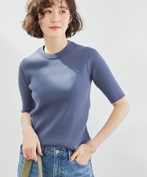 ROPE' PICNIC（ロペピクニック）の「【ORGANIC COTTON】リブ編み半袖プルオーバー（ニット/セーター・レディース・スミクロ/ベージュ系その他/ブルー系その他4/マスタード・38）」の10枚目の写真