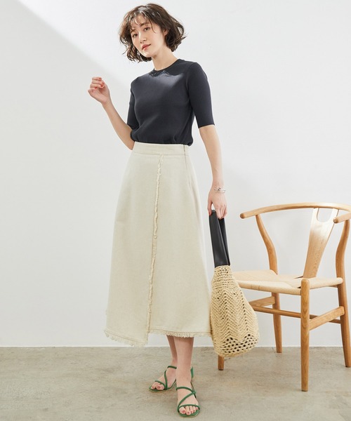 ROPE' PICNIC（ロペピクニック）の「【ORGANIC COTTON】リブ編み半袖プルオーバー（ニット/セーター・レディース・スミクロ/ベージュ系その他/ブルー系その他4/マスタード・38）」の14枚目の写真