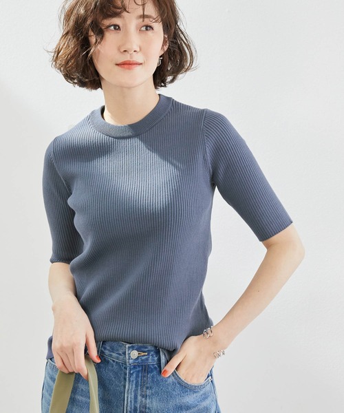 ROPE' PICNIC（ロペピクニック）の「【ORGANIC COTTON】リブ編み半袖プルオーバー（ニット/セーター・レディース・スミクロ/ベージュ系その他/ブルー系その他4/マスタード・38）」の20枚目の写真