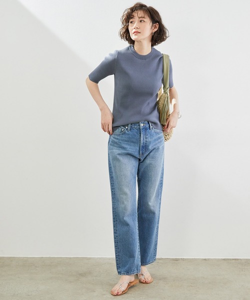 ROPE' PICNIC（ロペピクニック）の「【ORGANIC COTTON】リブ編み半袖プルオーバー（ニット/セーター・レディース・スミクロ/ベージュ系その他/ブルー系その他4/マスタード・38）」の21枚目の写真