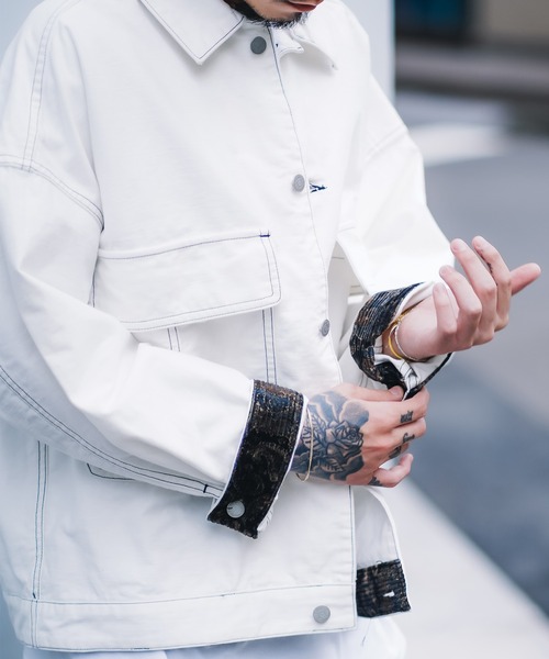 Subciety(サブサエティ)の「COVER ALL SHIRT(カバーオール・メンズ・ベージュ/ブラック/ホワイト・LARGE/X-LARGE/MEDIUM/SMALL)」の2枚目の写真