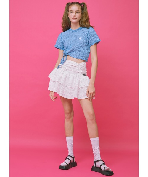 CRANK(クランク)の「『CRANK/クランク』WRINKLE TYING CROP T/リンクルタイイングクロップTシャツ(Tシャツ/カットソー・レディース・ホワイト/ブラック/ブルー・FREE)」の12枚目の写真