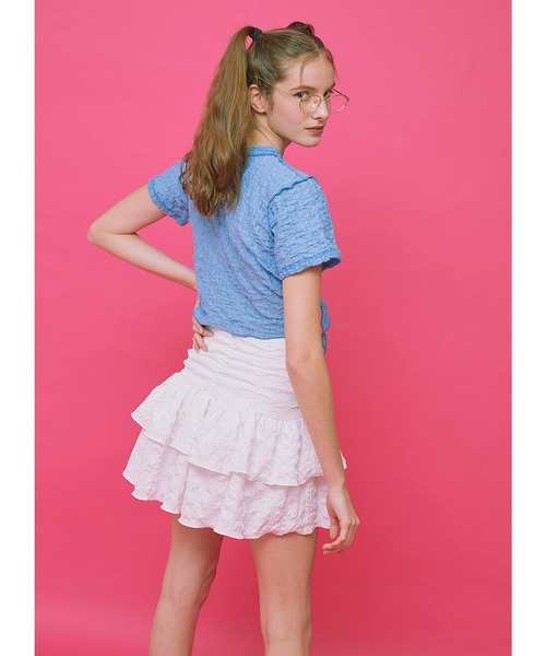 CRANK(クランク)の「『CRANK/クランク』WRINKLE TYING CROP T/リンクルタイイングクロップTシャツ(Tシャツ/カットソー・レディース・ホワイト/ブラック/ブルー・FREE)」の14枚目の写真