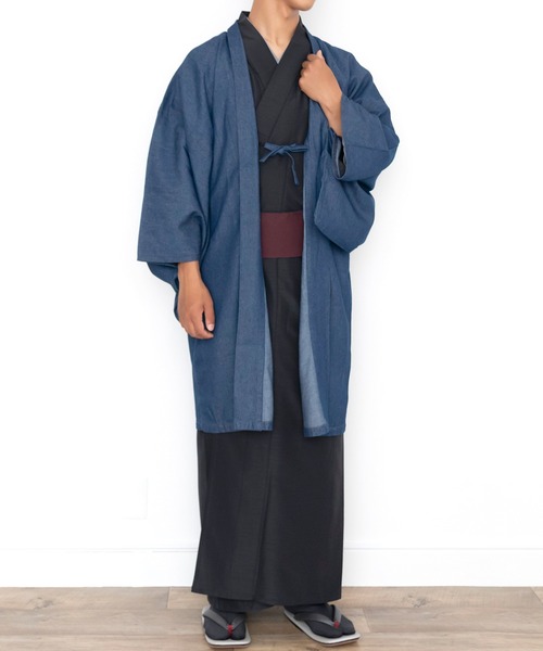 KYOETSU（キョウエツ）の「洗えるメンズデニム羽織（着物・メンズ・インディゴブルー/ブラック/ブルー・L/LL/M）」の4枚目の写真
