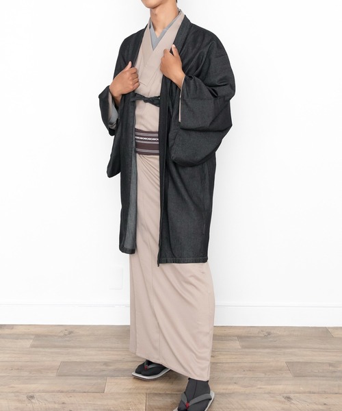 KYOETSU（キョウエツ）の「洗えるメンズデニム羽織（着物・メンズ・インディゴブルー/ブラック/ブルー・L/LL/M）」の9枚目の写真