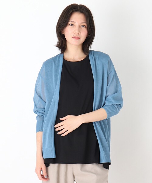 SHOO・LA・RUE（シューラルー）の「◆リネンライクシアーカーディガン（カーディガン/ボレロ・レディース・ライトグレー/ブラック/ブルー/グリーン/サンドベージュ/ナチュラル・00）」の6枚目の写真