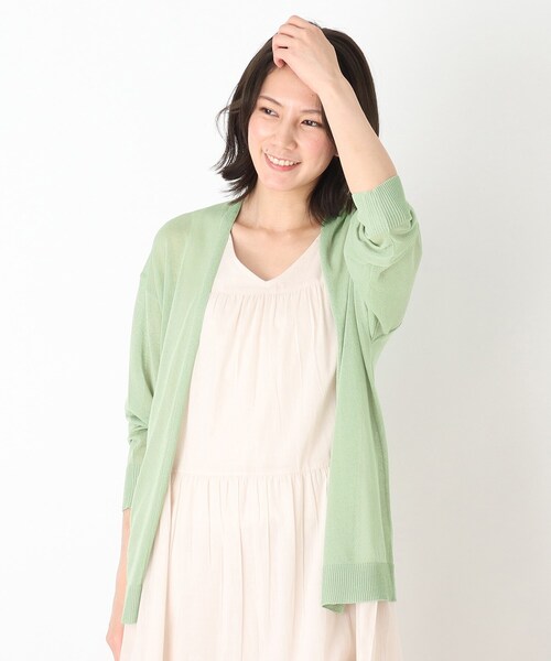 SHOO・LA・RUE（シューラルー）の「◆リネンライクシアーカーディガン（カーディガン/ボレロ・レディース・ライトグレー/ブラック/ブルー/グリーン/サンドベージュ/ナチュラル・00）」の5枚目の写真