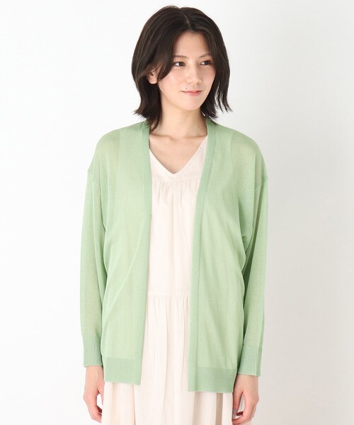 SHOO・LA・RUE（シューラルー）の「◆リネンライクシアーカーディガン（カーディガン/ボレロ・レディース・ライトグレー/ブラック/ブルー/グリーン/サンドベージュ/ナチュラル・00）」の7枚目の写真
