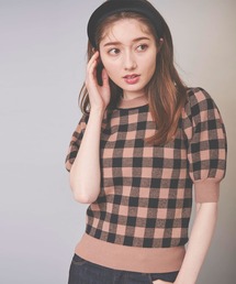 ギンガムチェックニット