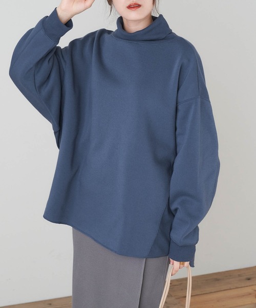 Chaco closet(チャコ クローゼット)の「裏起毛スウェットタートルネックプルオーバー(スウェット・レディース・グレー/オレンジ/ブラック/ブラウン/マスタード/アイボリー/ブルー/ベージュ/グリーン・FREE)」の7枚目の写真