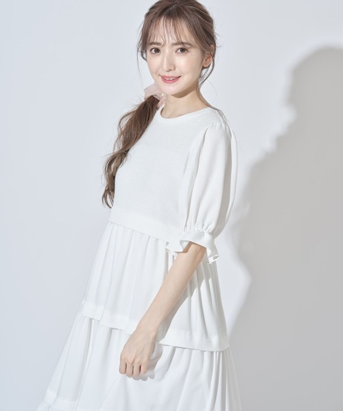 ワンピース Toccoキャンディースリーブニットソードッキングティアードワンピース ワンピース Tocco Closet トッコ クローゼット のファッション