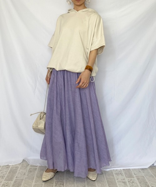 She's Closet(シーズクローゼット)の「裾ドロストビッグシルエットスウェット半袖パーカー(パーカー・レディース・ベージュ/オフホワイト・FREE)」の7枚目の写真