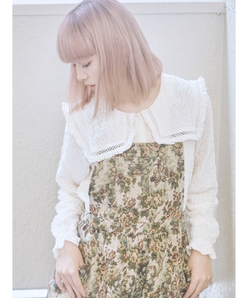 merry jenny（メリージェニー）の「ジャガードセーラーカラーブラウス（シャツ/ブラウス・レディース・ブラック/ベージュ/オフホワイト・FREE）」の9枚目の写真