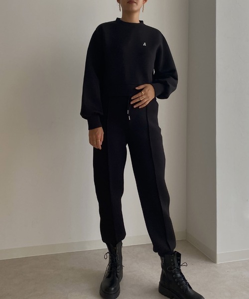 Avvenente（アベネンテ）の「【Avvenente】ボンディングスウェットパンツ（スウェットパンツ・レディース・ブラック/オフホワイト・M）」の15枚目の写真