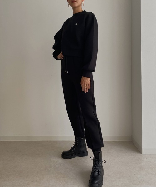 Avvenente（アベネンテ）の「【Avvenente】ボンディングスウェットパンツ（スウェットパンツ・レディース・ブラック/オフホワイト・M）」の7枚目の写真