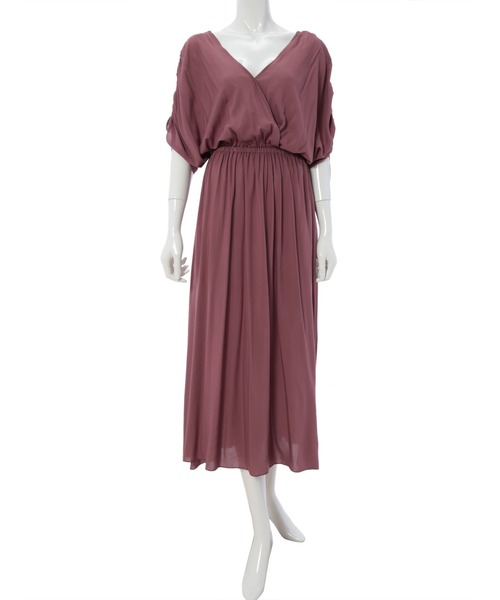fifth(フィフス)の「ギャザースリーブカシュクールワンピース(ワンピース・レディース・スモークピンク/モカ/ブラック・SMALL/MEDIUM)」の3枚目の写真