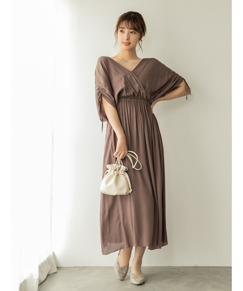 fifth(フィフス)の「ギャザースリーブカシュクールワンピース(ワンピース・レディース・スモークピンク/モカ/ブラック・SMALL/MEDIUM)」の1枚目の写真