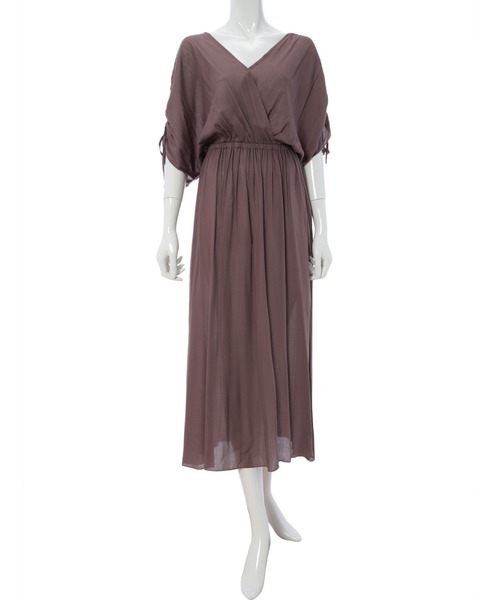 fifth(フィフス)の「ギャザースリーブカシュクールワンピース(ワンピース・レディース・スモークピンク/モカ/ブラック・SMALL/MEDIUM)」の6枚目の写真