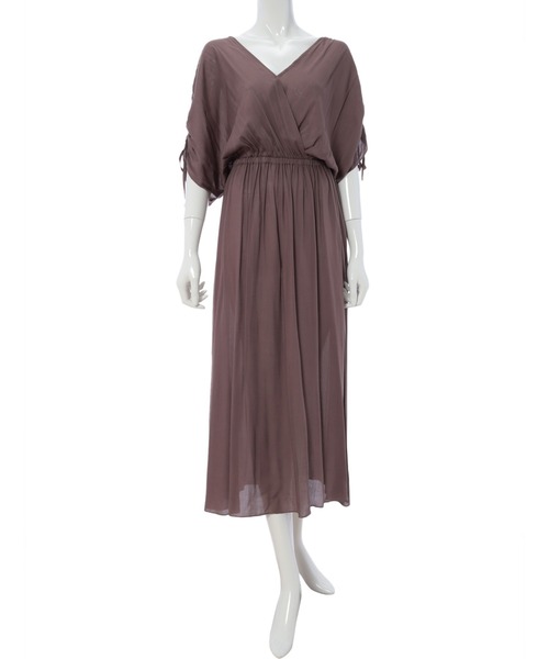 fifth(フィフス)の「ギャザースリーブカシュクールワンピース(ワンピース・レディース・スモークピンク/モカ/ブラック・SMALL/MEDIUM)」の4枚目の写真