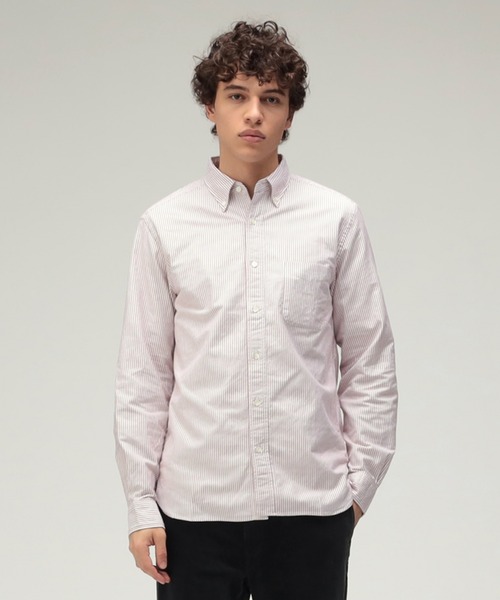 BEAMS PLUS(ビームスプラス)の「BEAMS PLUS / オックスフォード ストライプ ボタンダウン シャツ(シャツ/ブラウス・メンズ・ブルー/ワイン・LARGE/SMALL/X-LARGE/X-SMALL/MEDIUM/XX-LARGE)」の3枚目の写真