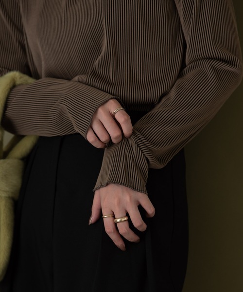 Aunt Marie's(アントマリーズ)の「ストライプバイカラートップス(Tシャツ/カットソー・レディース・ブラウン/ブルー/アイボリー/ライトグリーン/ライトブルー・FREE)」の17枚目の写真