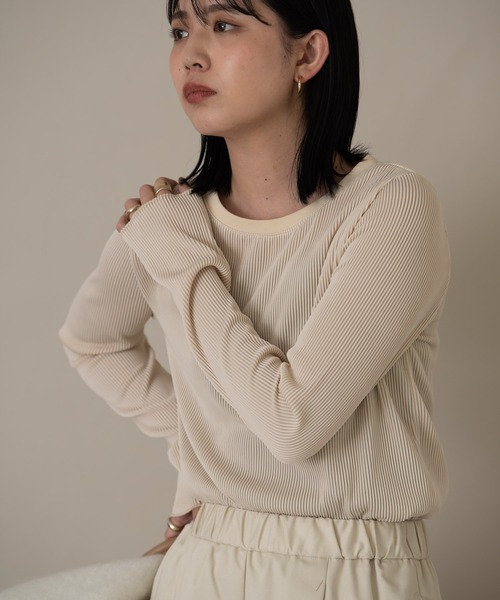 Aunt Marie's(アントマリーズ)の「ストライプバイカラートップス(Tシャツ/カットソー・レディース・ブラウン/ブルー/アイボリー/ライトグリーン/ライトブルー・FREE)」の13枚目の写真