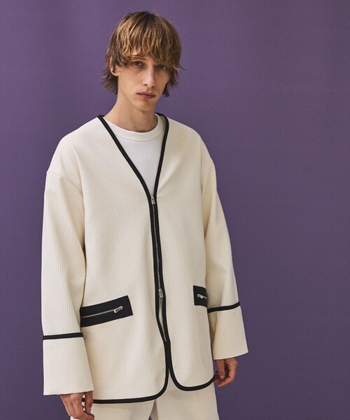 PUBLIC TOKYO（パブリックトウキョウ）の「【youth】UNEVENジップブルゾン（ブルゾン・メンズ・ホワイト/ライトブラウン・1/2）」の3枚目の写真