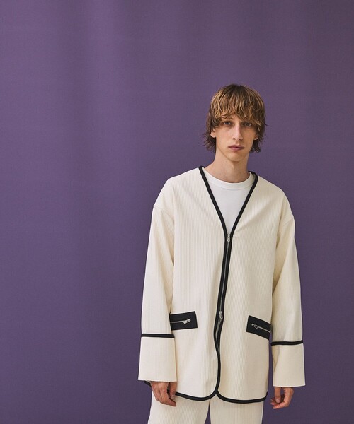 PUBLIC TOKYO（パブリックトウキョウ）の「【youth】UNEVENジップブルゾン（ブルゾン・メンズ・ホワイト/ライトブラウン・1/2）」の4枚目の写真