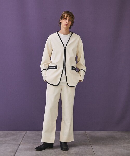 PUBLIC TOKYO（パブリックトウキョウ）の「【youth】UNEVENジップブルゾン（ブルゾン・メンズ・ホワイト/ライトブラウン・1/2）」の12枚目の写真