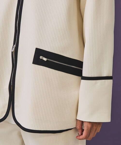 PUBLIC TOKYO（パブリックトウキョウ）の「【youth】UNEVENジップブルゾン（ブルゾン・メンズ・ホワイト/ライトブラウン・1/2）」の15枚目の写真