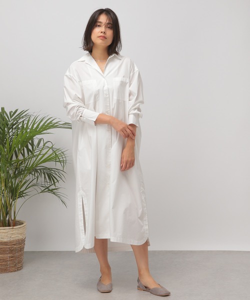 BAYFLOW(ベイフロー)の「【MW SUNRISE(エムダブリューサンライズ)】コットンブロードワンピース(ワンピース・レディース・ホワイト/ライトブルー/チャコール・FREE)」の2枚目の写真