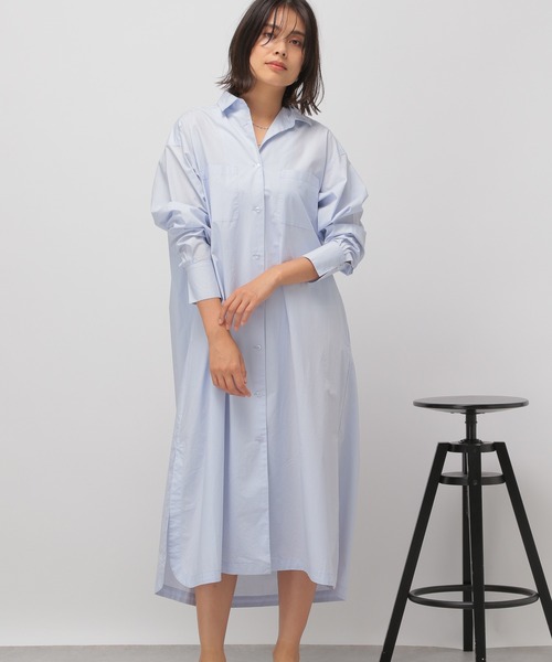 BAYFLOW(ベイフロー)の「【MW SUNRISE(エムダブリューサンライズ)】コットンブロードワンピース(ワンピース・レディース・ホワイト/ライトブルー/チャコール・FREE)」の1枚目の写真