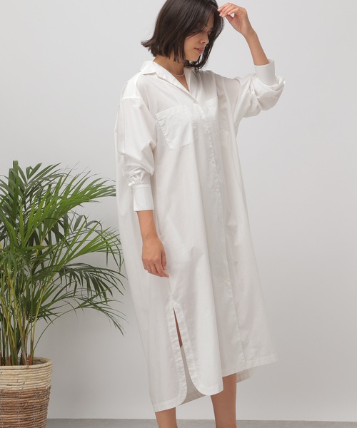 BAYFLOW(ベイフロー)の「【MW SUNRISE(エムダブリューサンライズ)】コットンブロードワンピース(ワンピース・レディース・ホワイト/ライトブルー/チャコール・FREE)」の5枚目の写真