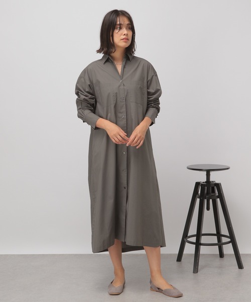 BAYFLOW(ベイフロー)の「【MW SUNRISE(エムダブリューサンライズ)】コットンブロードワンピース(ワンピース・レディース・ホワイト/ライトブルー/チャコール・FREE)」の6枚目の写真