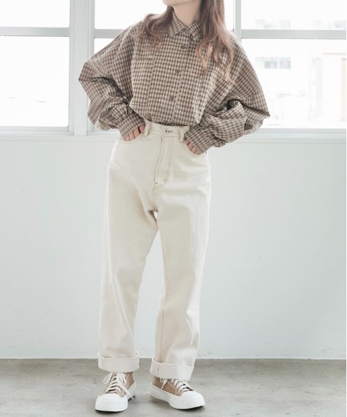 nemne store（ネンネストア）の「落ち葉を拾うアソートオーバーシャツ（シャツ/ブラウス・レディース・ブルーグリーン/スミクロ/ブラウン系/ブルー系・フリー）」の19枚目の写真