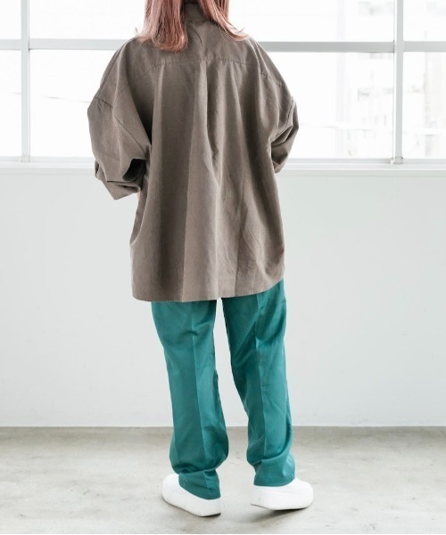 nemne store（ネンネストア）の「落ち葉を拾うアソートオーバーシャツ（シャツ/ブラウス・レディース・ブルーグリーン/スミクロ/ブラウン系/ブルー系・フリー）」の11枚目の写真