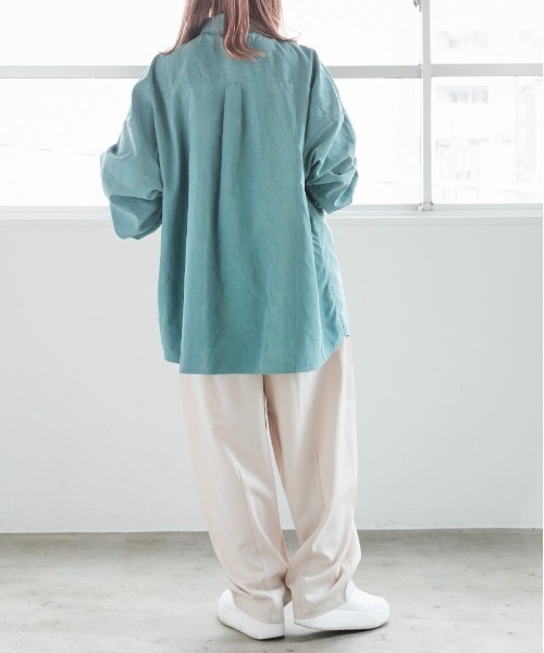 nemne store（ネンネストア）の「落ち葉を拾うアソートオーバーシャツ（シャツ/ブラウス・レディース・ブルーグリーン/スミクロ/ブラウン系/ブルー系・フリー）」の14枚目の写真