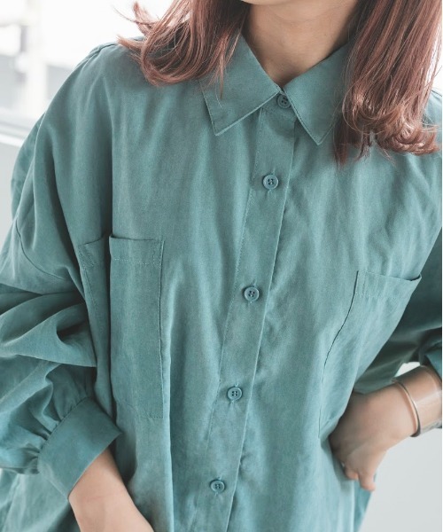 nemne store（ネンネストア）の「落ち葉を拾うアソートオーバーシャツ（シャツ/ブラウス・レディース・ブルーグリーン/スミクロ/ブラウン系/ブルー系・フリー）」の21枚目の写真