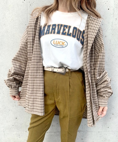 nemne store（ネンネストア）の「落ち葉を拾うアソートオーバーシャツ（シャツ/ブラウス・レディース・ブルーグリーン/スミクロ/ブラウン系/ブルー系・フリー）」の5枚目の写真