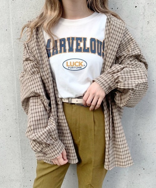 nemne store（ネンネストア）の「落ち葉を拾うアソートオーバーシャツ（シャツ/ブラウス・レディース・ブルーグリーン/スミクロ/ブラウン系/ブルー系・フリー）」の8枚目の写真