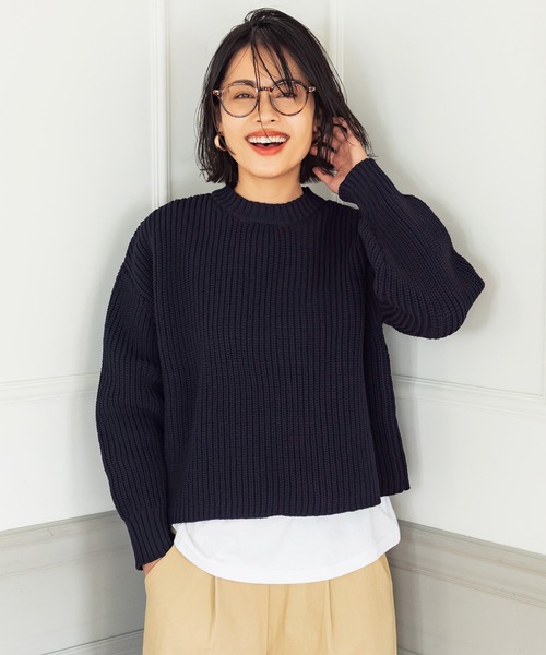 coca(coca)(コカ)の「スポンディッシュなプルオーバーニット(ニット/セーター・レディース・ブラック/ネイビー・M/L)」の2枚目の写真