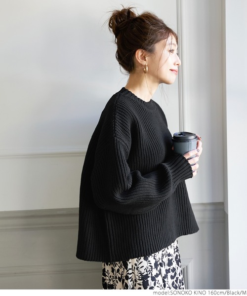 coca(coca)(コカ)の「スポンディッシュなプルオーバーニット(ニット/セーター・レディース・ブラック/ネイビー・M/L)」の8枚目の写真