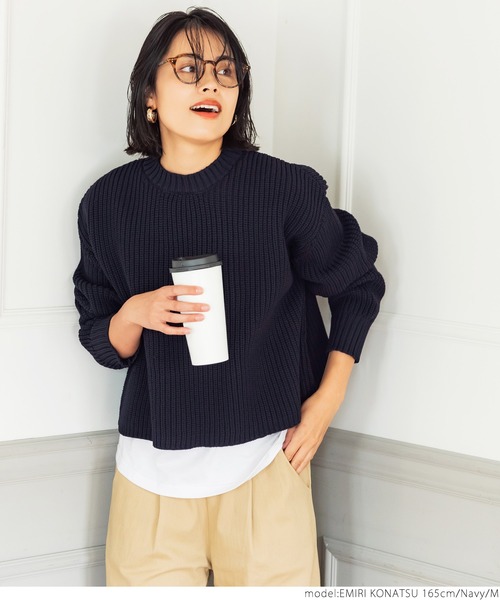 coca(coca)(コカ)の「スポンディッシュなプルオーバーニット(ニット/セーター・レディース・ブラック/ネイビー・M/L)」の10枚目の写真